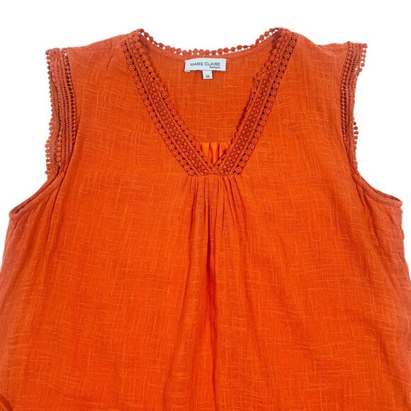 Sleeveless Cotton dress Layered Tunic Top orange size large Marie Claire - Picture 8 of 16